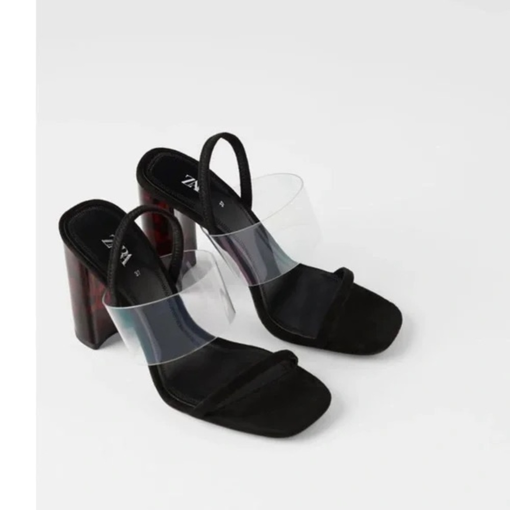 Zara Suede Block Heel Sandals